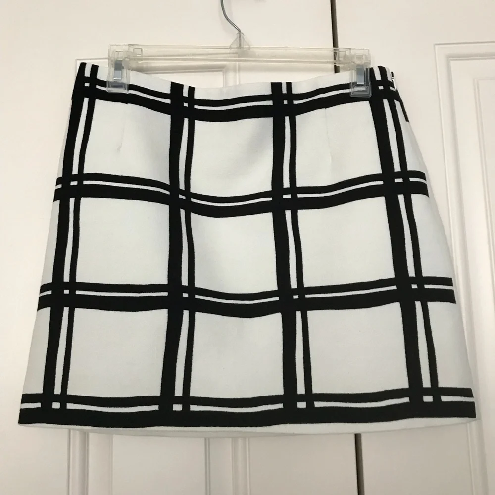 NWOT Tibi cotton white checkered border mini skirt - Picture 2 of 5